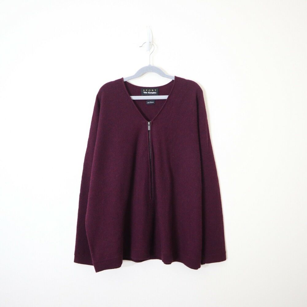The Kooples Sport Size XS Cashmere Zip Front V Neck Sweater Burgundy Red - Picture 2 of 12